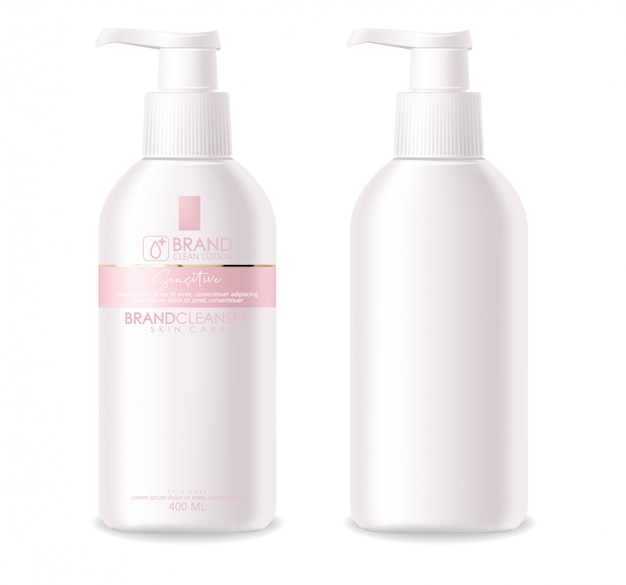 Realistic cosmetics, white bottle, packaging