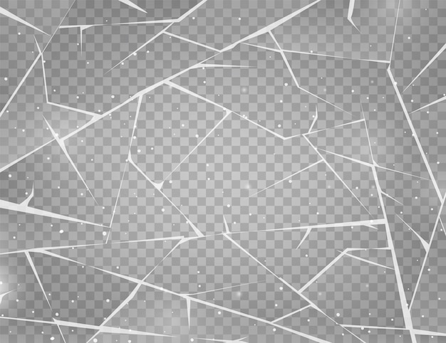 Realistic cracked ice surface frozen glass with cracks and scratches vector illustration