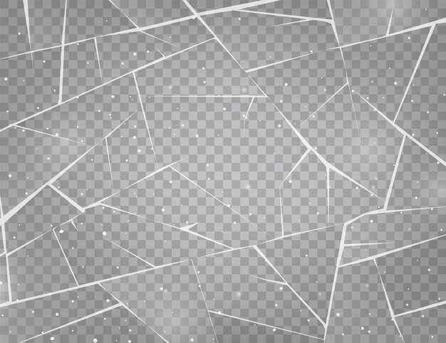 Vector realistic cracked ice surface frozen glass with cracks and scratches vector illustration