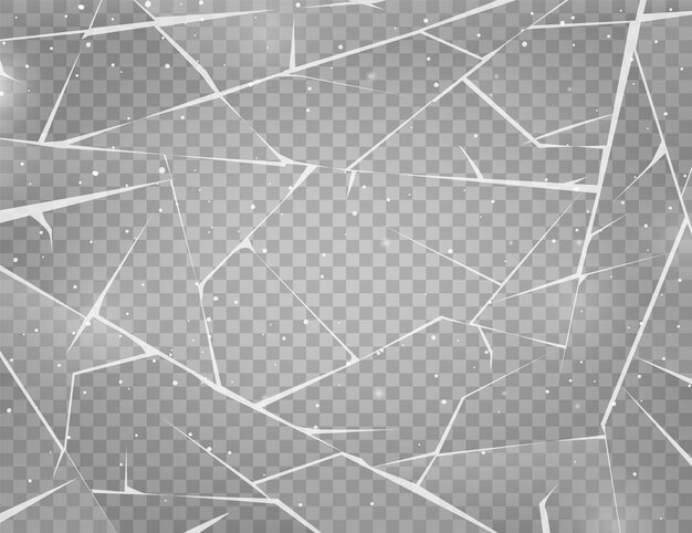 Vector realistic cracked ice surface frozen glass with cracks and scratches vector illustration