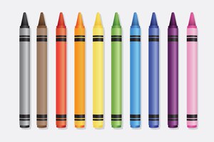 realistic crayons isolated, beautiful colors, crayons set, back to school, vector illustration
