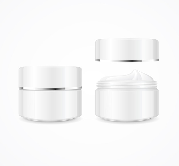 Realistic cream can cosmetic product open and close vector