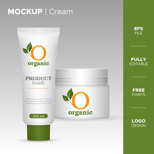 Design di packaging crema realistico con logo biologico