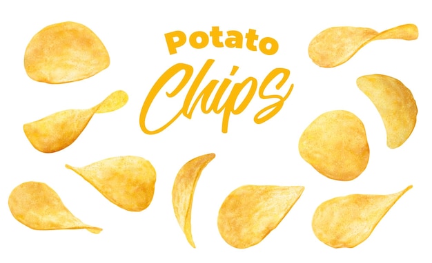 Realistic crispy wavy isolated potato chips