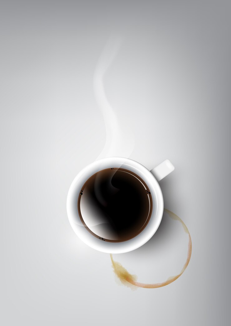 Vector a realistic cup of black coffee and coffee cup stain, illustration vector