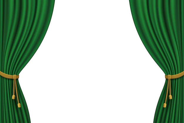 Premium Vector | Realistic curtain frame template green color vector ...