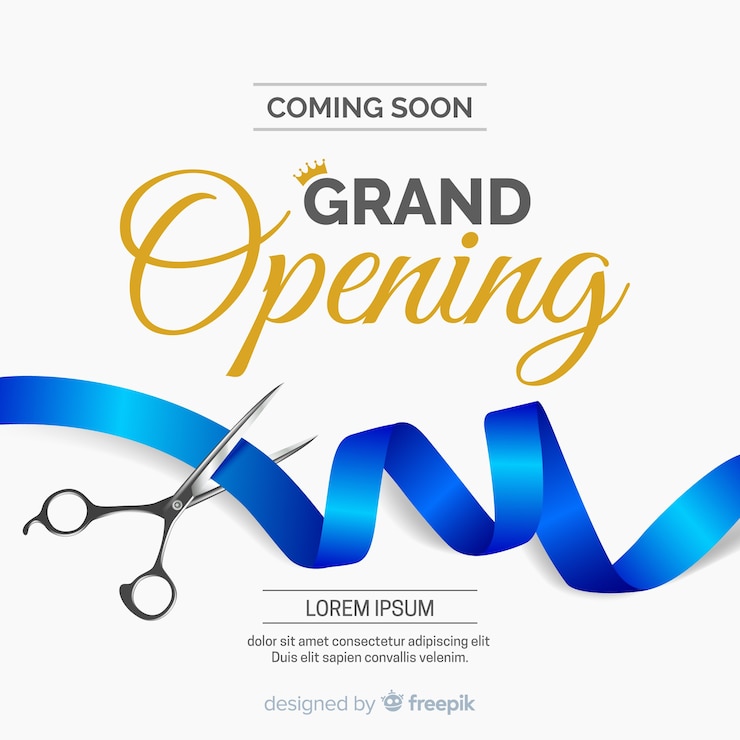 Vector realistic cut ribbon grand opening background