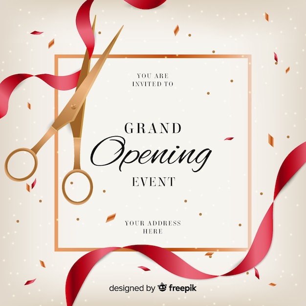 Vector realistic cut ribbon grand opening background