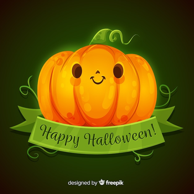 Realistic cute halloween pumpkin