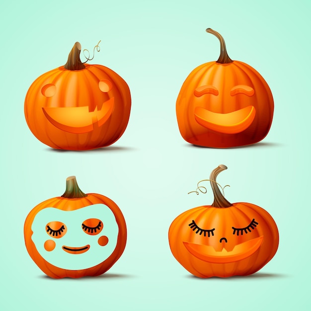 Vector realistic cute halloween pumpkin