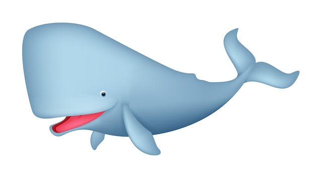 Realistic cute whale cartoon