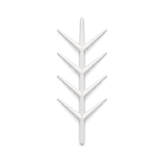 Realistic cute white vertical glossy coniferous branch with sharp needles christmas design vector