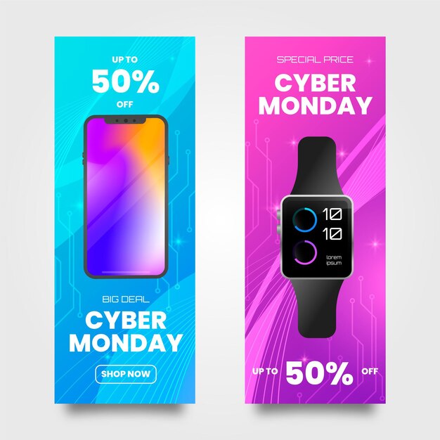 Vector realistic cyber monday banners