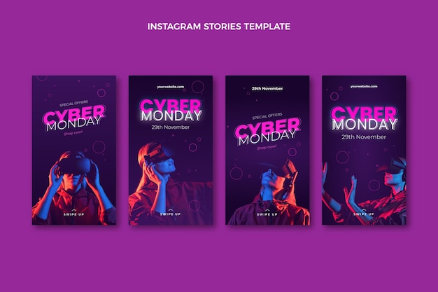 Raccolta realistica di storie di instagram di cyber lunedì