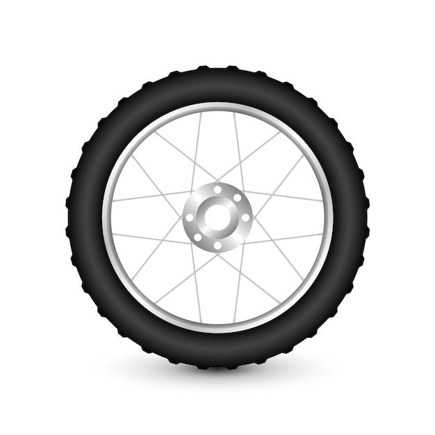 realistic d bicycle wheel bike rubber tire shiny metal spokes and rim fitness cycle touring sport