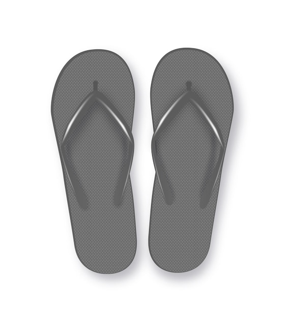 Premium Vector | Realistic d black blank empty flip flop closeup ...