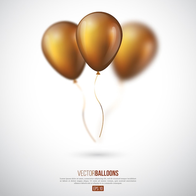 Realistic d glossy golden ballons