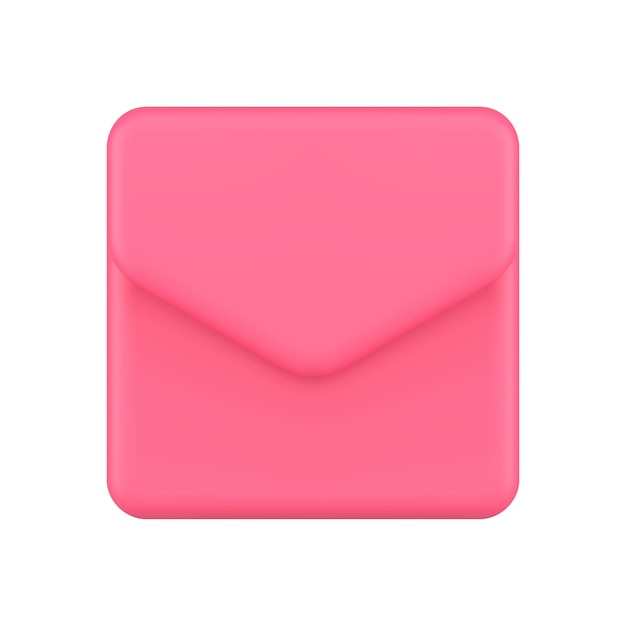 Realistic d icon pink paper envelope inbox post online notification vector illustration