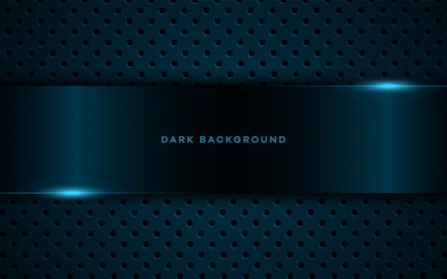 Vector realistic dark background with blue shiny lights.