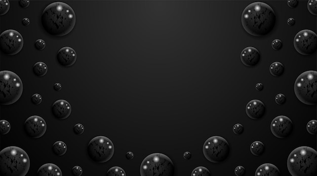 Realistic dark ball sphere shadow on black round pill bubble background