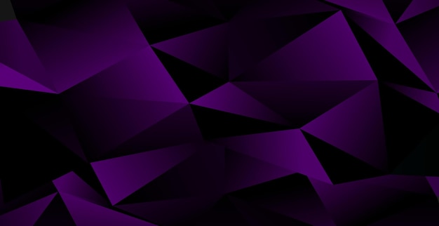 Realistic dark purple background with low poly shape and shadow. Abstract purple banner