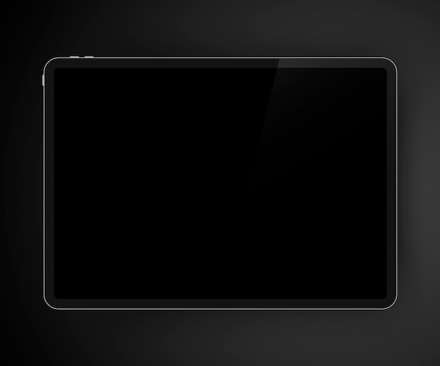 Realistic dark themed illustration of high detailed digital tablet