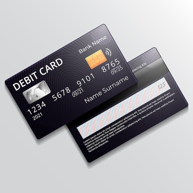 Vector realistic debit card mockup