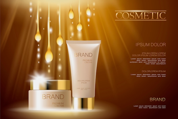 Realistic delicate cosmetic ads banner template  3d 