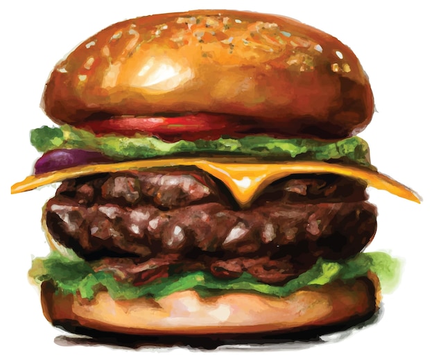 Vector realistic delicious hamburger isolated