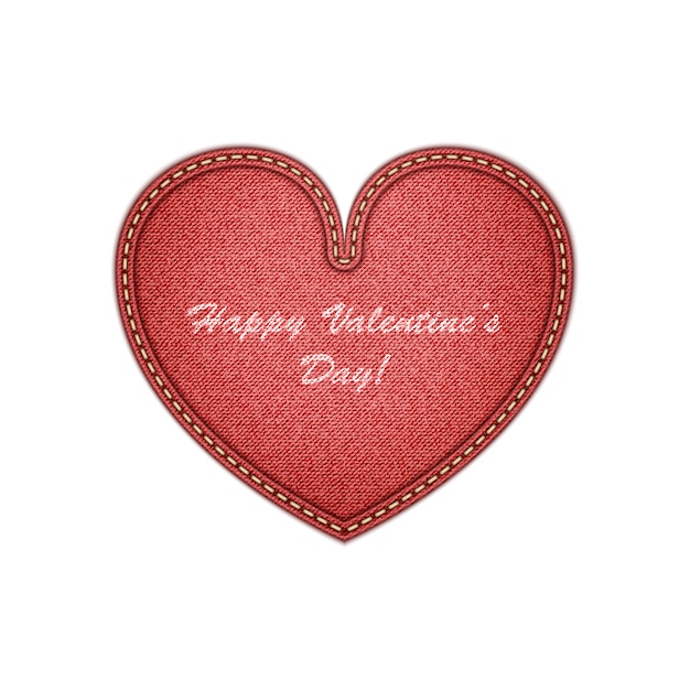 Realistic denim heart Valentine's day greeting
