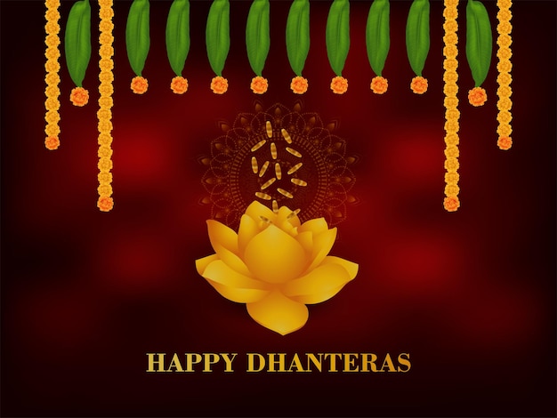 Realistic design for happy dhanteras