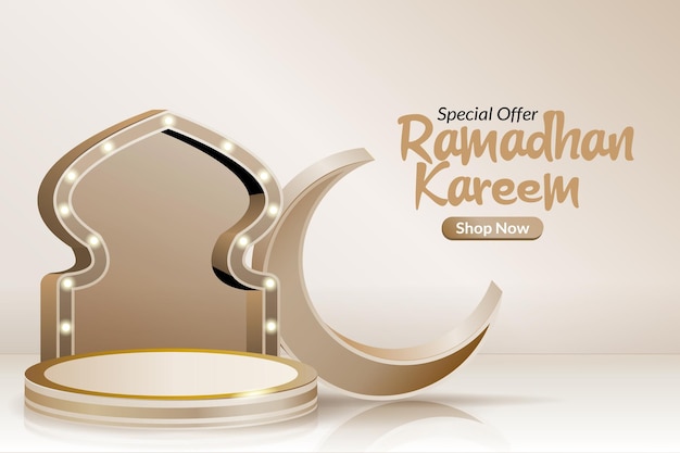 Realistic design with 3d objects Islamic Ramadan display product podium for ramadan event decoration