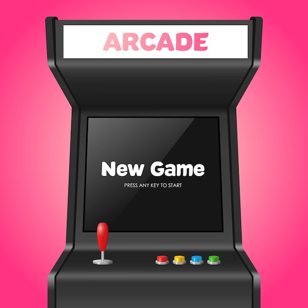 Realistic detailed 3d arcade game machine vector