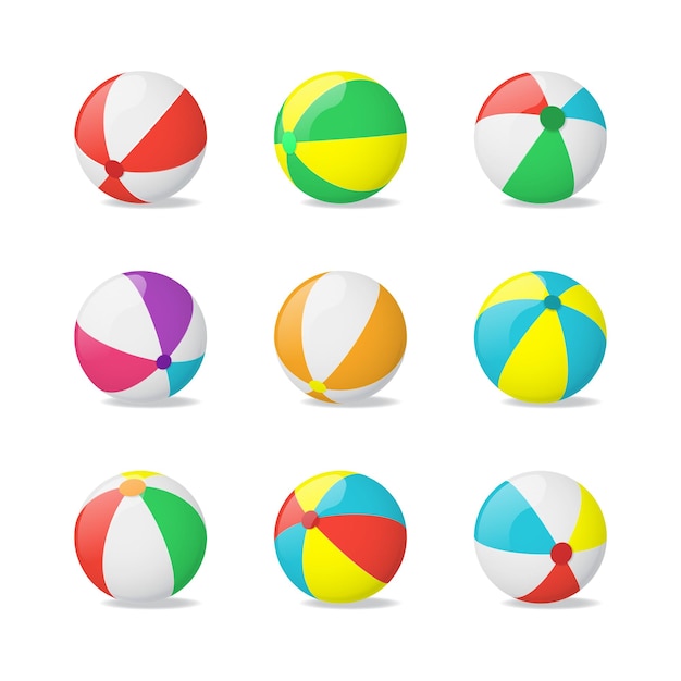 Реалистичные подробные 3d пляжные мячи задать вектор