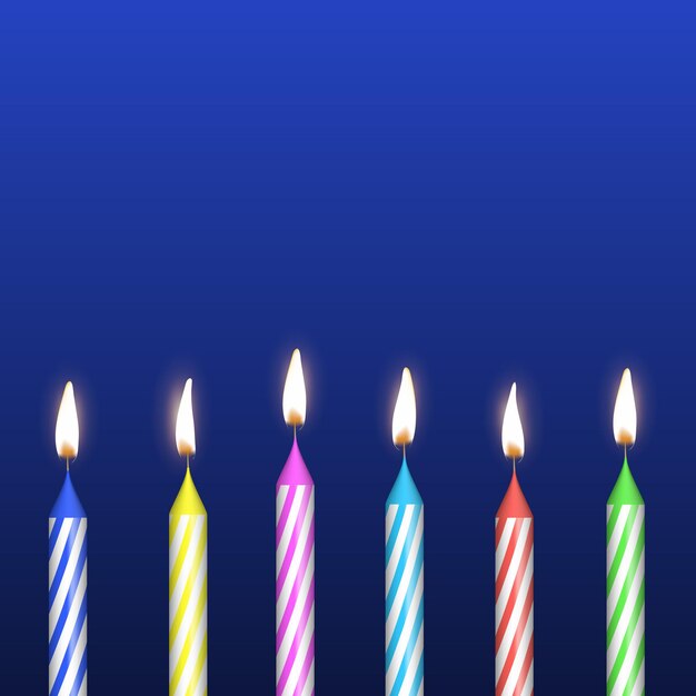 Realistic Detailed 3d Birthday Cake Candles Set Vector