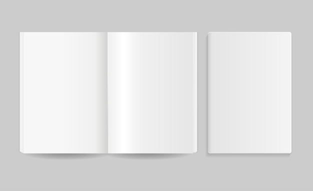 Vector realistic detailed 3d blank magazine empty template mockup closeup view set on a grey vector illustration