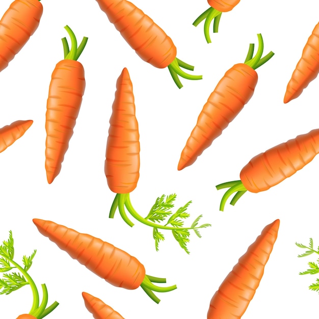 Realistic Detailed 3d Carrots Seamless Pattern Background Vector