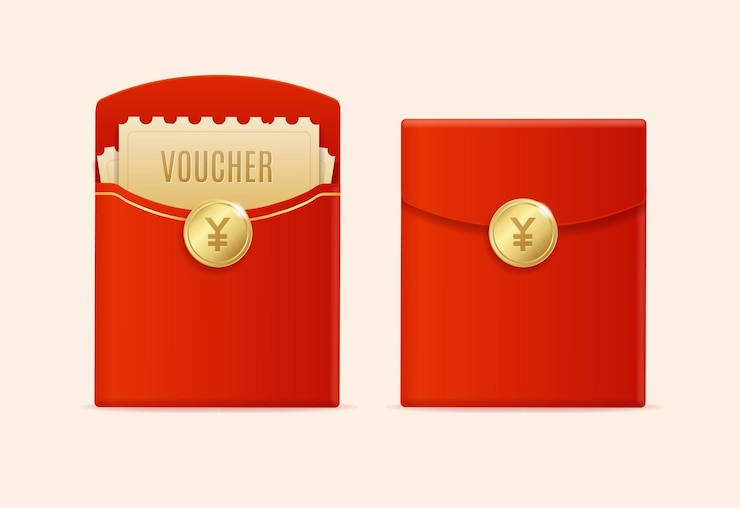 Vector realistic detailed 3d chinese red packet or envelope set vector