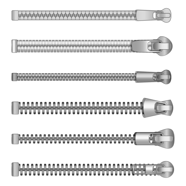 현실적인 세부 3d 옷 스 지퍼 세트 백색 배경에 고립 지퍼 닫힌 위치 지퍼의 터 일러스트레이션