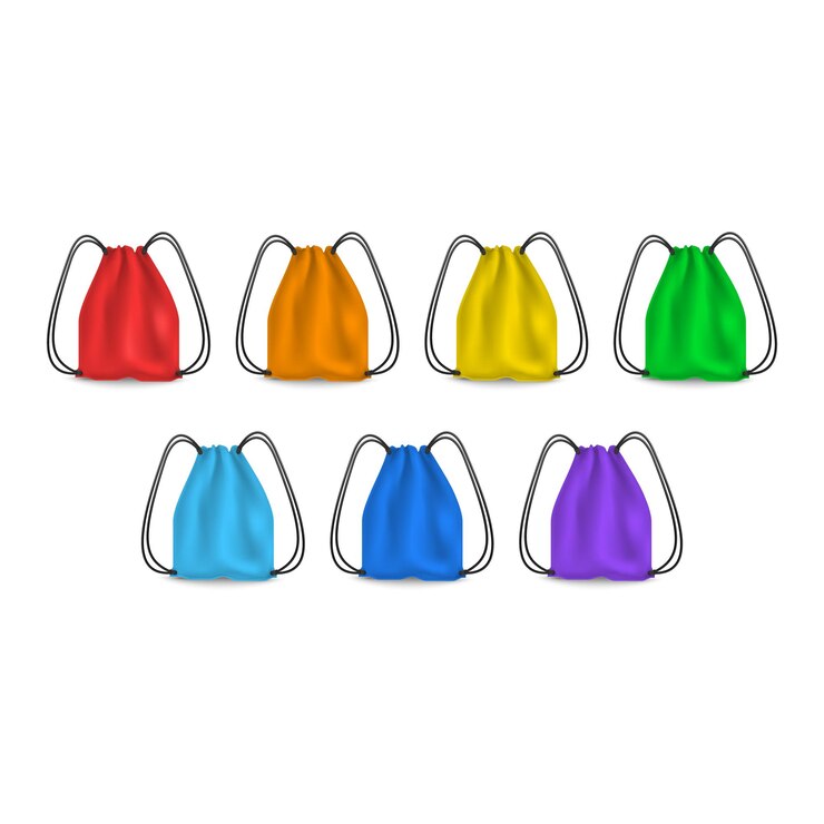 Vector realistic detailed 3d color blank sports backpack template mockup set vector