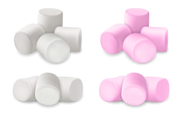 リアルな 3D フルフィーマーシュマロウセットベクトル