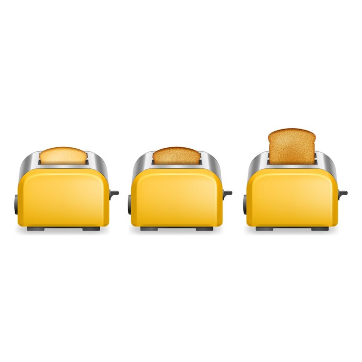 Vector realistic detailed 3d glossy toaster with bread icon set vector