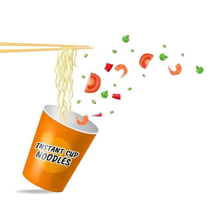 Vector realistic detailed 3d instant noodles on a white vector
