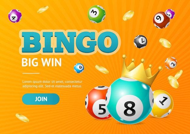 Realistic Detailed 3d Lotto Concept Bingo Big Win Card Background Vector