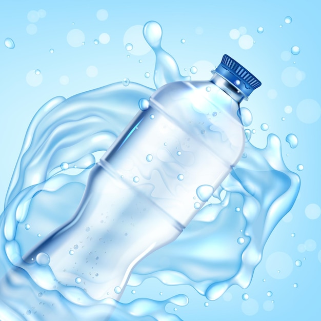 3D ミネラルウォーター プラスチックボトルベクトル