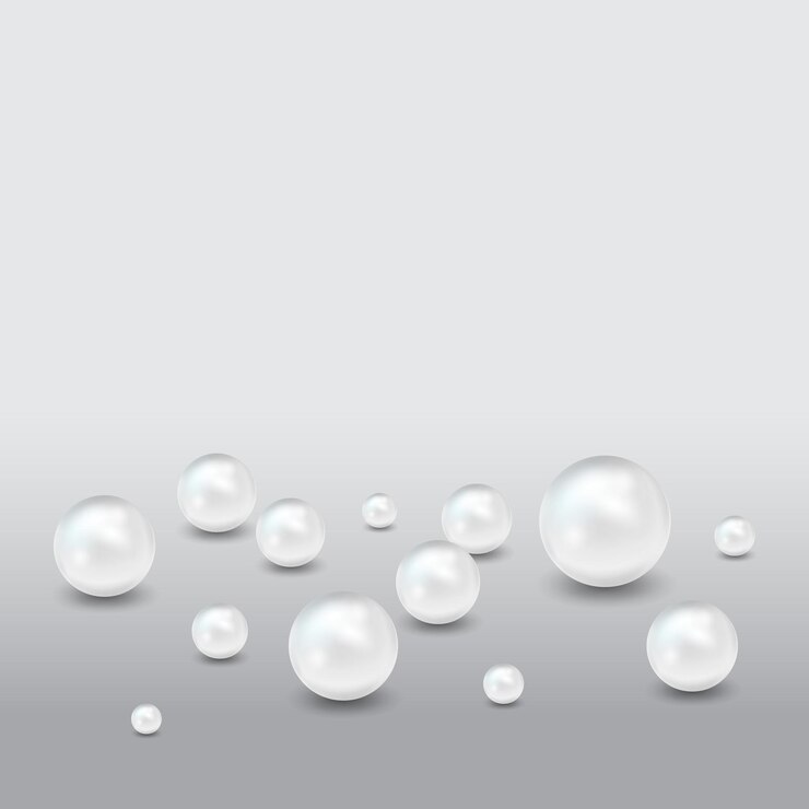 Vector realistic detailed 3d pearl on a grey background different types vector illustration of jewelry luxury balls