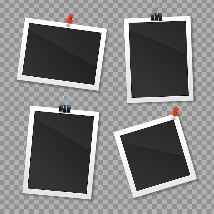 Vector realistic detailed 3d photo frame set vector