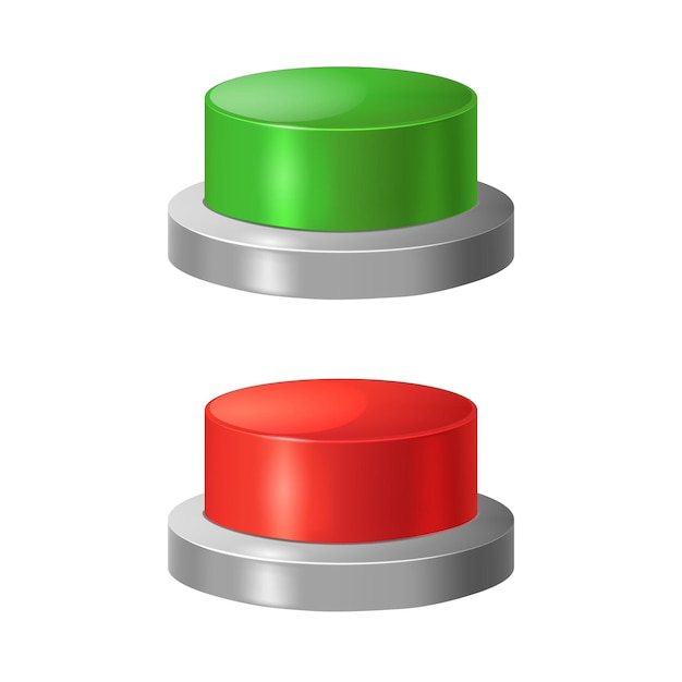 Realistic detailed 3d red and green buttons vector