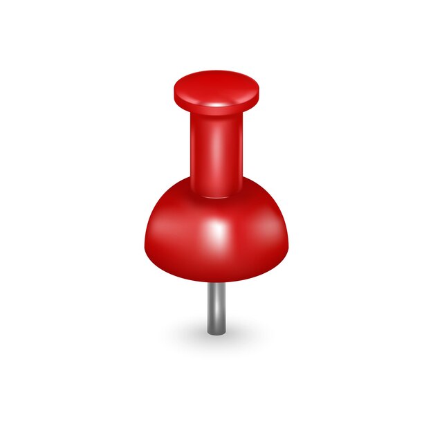 Vettore realistico dettagliato 3d red push pin vettore