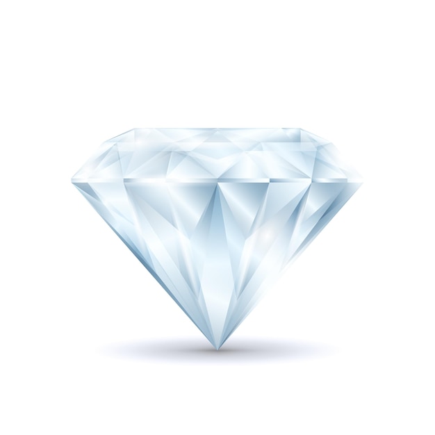 Vector realistic detailed 3d shiny bright diamond symbol of luxury and treasure precious crystal vector illustration of brilliant